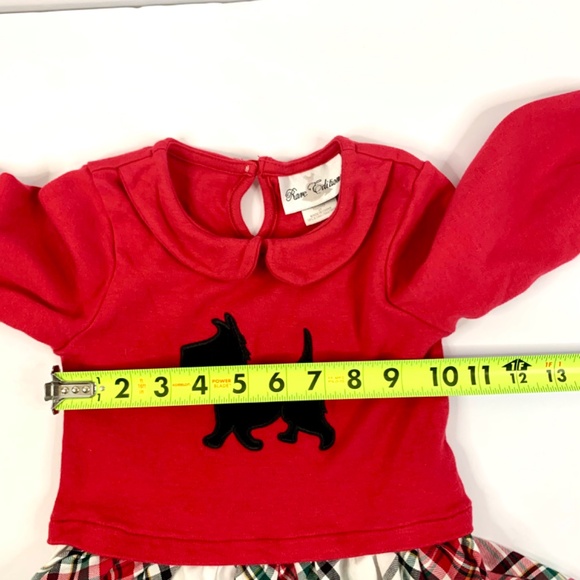 Christmas party festive doggy red white green gingham bow ruffled shirt dresses - Picture 7 of 12